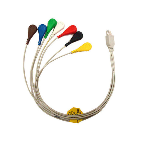 3-CH ECG Holter Patient Cable w/ 7 Leads