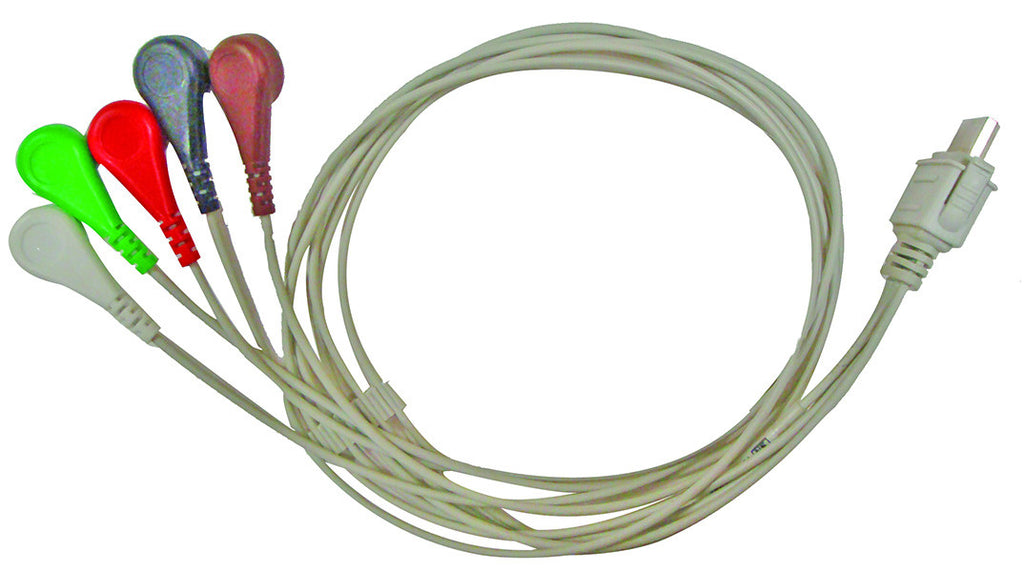 3-CH ECG Holter Patient Cable w/ 5 Leads
